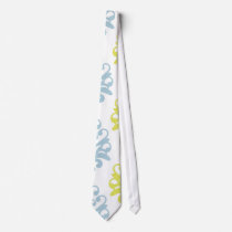 Chartreuse slate blue white damask neck wear