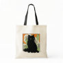 Chat Noir et Fleurs Blanches de Printemps Tote Bags