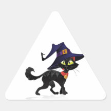 Chat noir Halloween Triangle Sticker