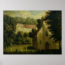 Chawton House and Church, 1809 Print