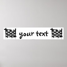 Checkered Racing Brush Flag Banner Poster