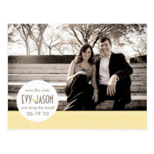 Checkers + Dots- Custom Save the Date - Canary Post Card