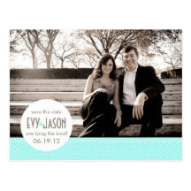 Checkers + Dots- Custom Save the Date - Teal Postcards