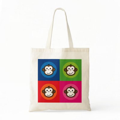 Cheeky Monkey Tote Bags by funkyartlittlepeople