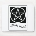 Cheeky Witch Pentagram Collection (Black & White) mousepads