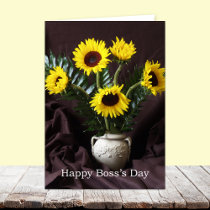 Cheerful Boss Day Greeting -- Sunflowers Card