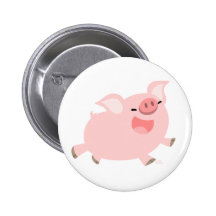 Cheerful Cartoon Pig button badge
