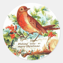 Cheerful Christmas Greetings Round Stickers