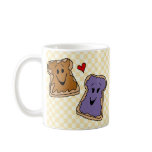 Cheerful Peanut Butter and Jelly Cartoon Friends mugs