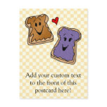 Cheerful Peanut Butter and Jelly Cartoon Friends postcards