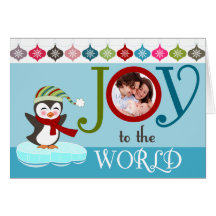 Cheerful Penguin Christmas Photo Greeting Card