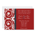 Cheerful Red & White Swirl Wedding Invitation