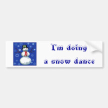 cheerful snowman in top hat bumper stickers