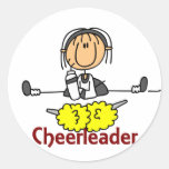 Cheerleader Stick Figure Round Sticker