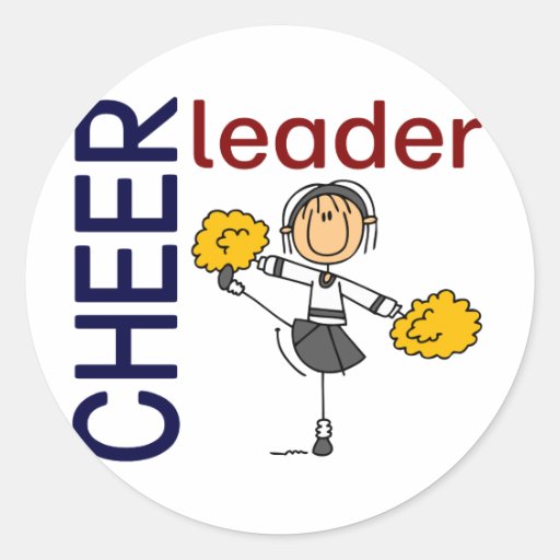 Cheerleader Stick Figure Round Sticker