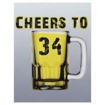 Cheers to Thirty Four. Birthday Full Color Flyer
