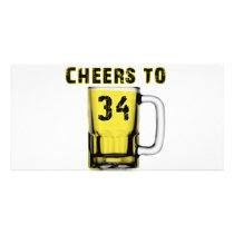 Cheers to Thirty Four. Birthday Photo Card Template