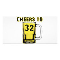 Cheers to Thirty Two. Birthday Customized Photo Card