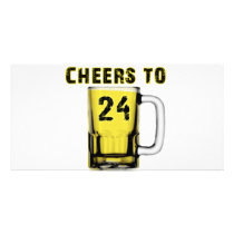 Cheers to Twenty Four. Birthday Photo Greeting Card