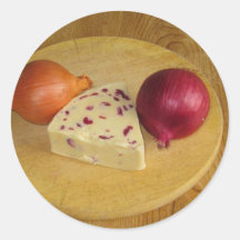 Cheese and onion round sticker