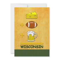 Cheese Football Beer Wisconsin Personalised Invitations