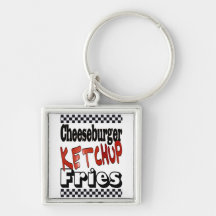 Cheeseburger Ketchup Fries Keychains