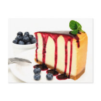Cheesecake And Blueberries Post Card
