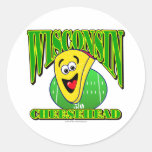 CheeseHead Cartoon 2 Round Stickers