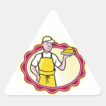 Cheesemaker Holding Plate of Cheese Triangle Sticker