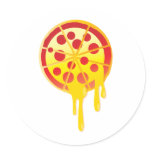 Cheesy pizza round sticker
