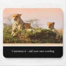 Cheetah and cub wildlife art mousepad