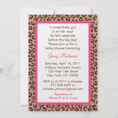 Baby Shower Invitations Zebra Print on Cheetah Girl Animal Print Baby Shower Invitations By Little Prints