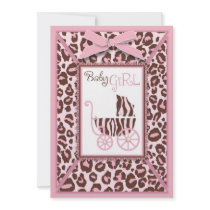 Cheetah Girl Invitation Card Pink A