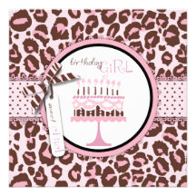 Cheetah Girl Invitation Square 2