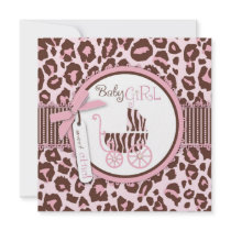 Cheetah Girl Invitation Square Pink B