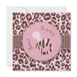 Cheetah Girl Invitation Square Pink D
