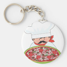 Chef and Pizza Keychain