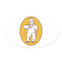 Chef Baker Cook With Platter Sticker