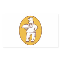 Chef Baker Cook With Platter Rectangular Stickers