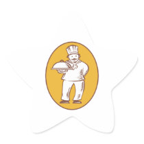 Chef Baker Cook With Platter Stickers