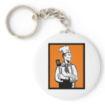 Chef cook baker holding spatula keychains