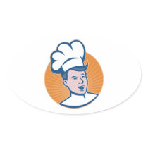 Chef Cook Baker Retro Oval Sticker