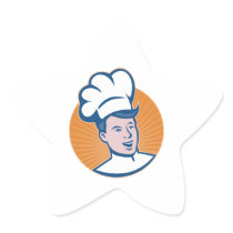 Chef Cook Baker Retro Star Stickers