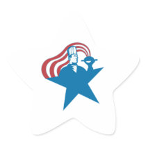 Chef Cook Baker Serving Hot Food Stars Stripes Star Sticker