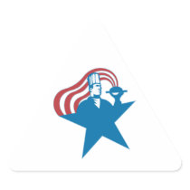 Chef Cook Baker Serving Hot Food Stars Stripes Triangle Stickers
