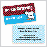 chef hat on wheels to go delivery business card business cards