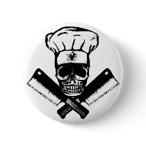 Chef Skull (B&W) Pinback Button