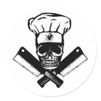 Chef Skull (B&W) Stickers