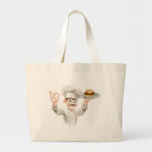 Chef with burger canvas bags