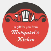 Chef's hat utensils wine gift tag kitchen stickers